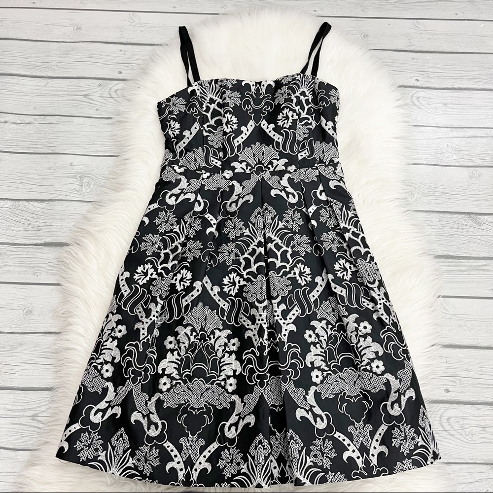 Nanette Lepore Black and Silver Jacquard Cocktail dress